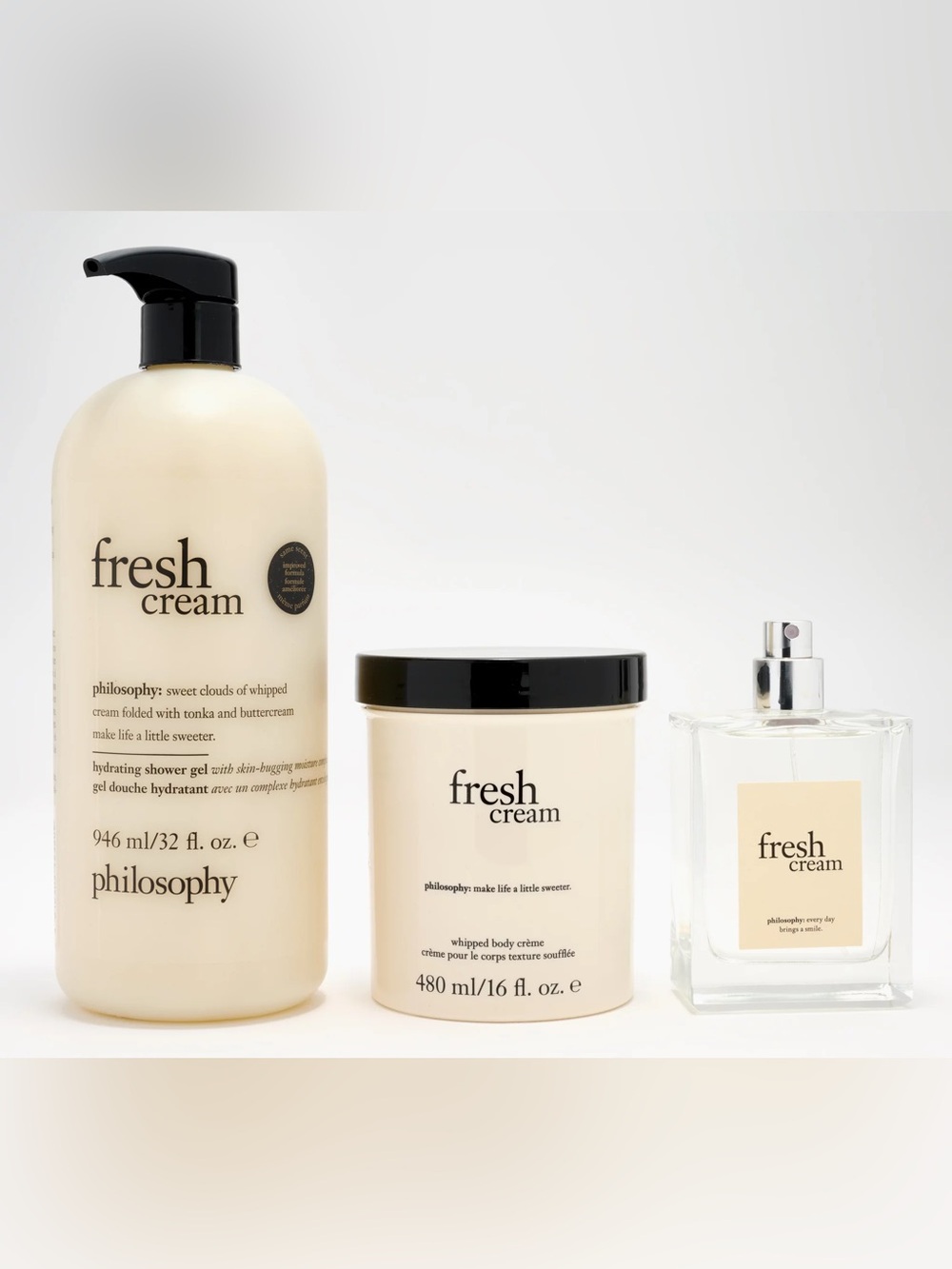 New Philosophy Fresh Cream Warm Cashmere Gift Set Body Wash Moisturizer Perfume